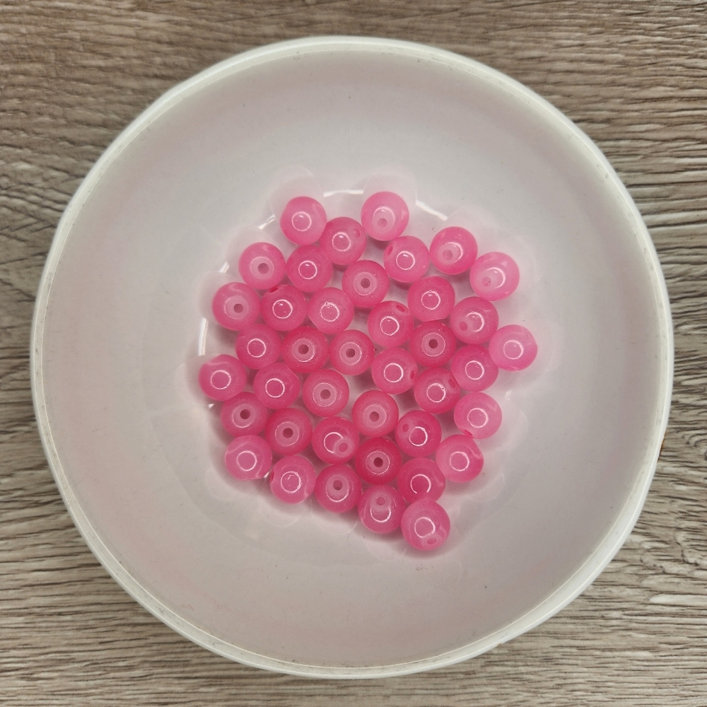Pink Glass Beads 8mm Round 40 Bead Count #76
